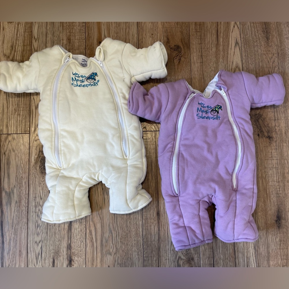 Large magic Merlin sleep suits cream and lavender